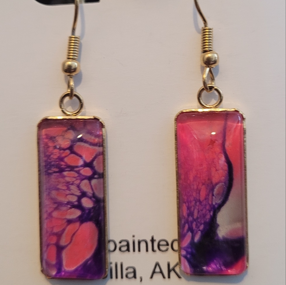 Handpainted glass earrings